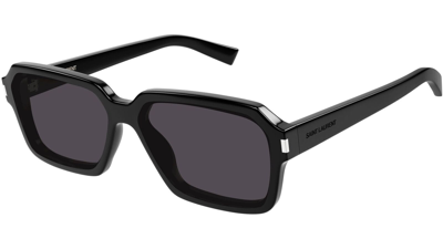 Pre-owned Saint Laurent Rectangle Sunglasses Sl 611-001 Black Frame Black Lenses