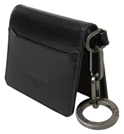 Pre-owned Dolce & Gabbana Wallet Black Leather Bifold Logo Card Holder Men 450usd