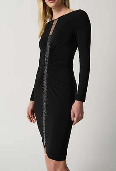 Pre-owned Joseph Ribkoff -silky Knit Dress With Rhinestone Detail In Black