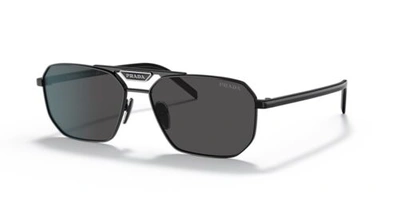 Pre-owned Prada Pr 58ys Sunglasses Men Black / Dark Gray Rectangle 57mm & Authentic