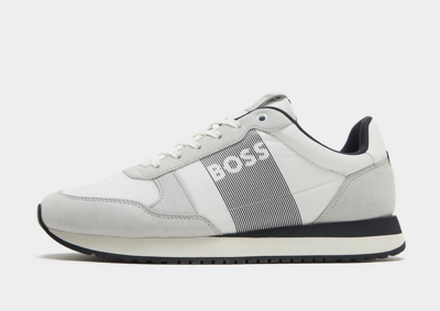 Pre-owned Hugo Boss Boss Men's Kai Running Shoes Grey In White