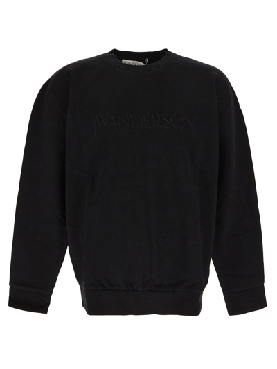 Jw Anderson Black Embroidered Sweatshirt In 999 Black
