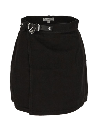 Jw Anderson Padlock-detail Belted Skirt In Black