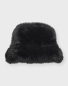 Surell Accessories Eyelash Faux Fur Bucket Hat In Black