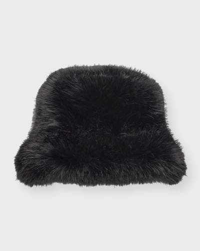 Surell Accessories Eyelash Faux Fur Bucket Hat In Black