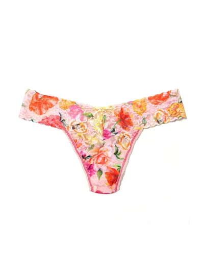 Hanky Panky Petite Size Printed Signature Lace Thong Bring Me Flowers In Multicolor