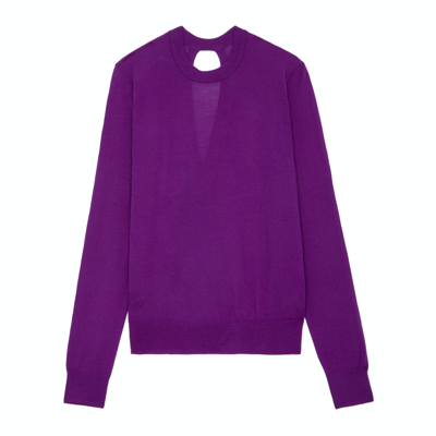 Zadig & Voltaire Emma Open-back Fine-knit Jumper In Purple