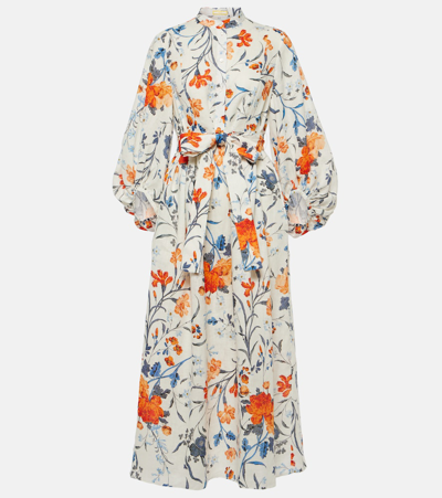 Erdem Printed Cotton Midi Dress In White