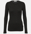 Agolde Delphi Ribbed Slim Long-sleeve Tee In Black