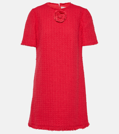 Oscar De La Renta Boucle Tweed Shift Dress In Cerise