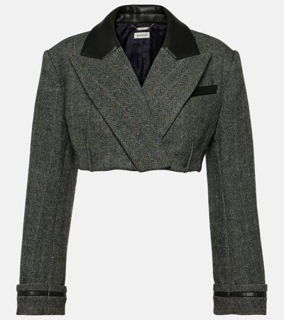 Simkhai Clare Cropped Wool-blend Blazer In Grey