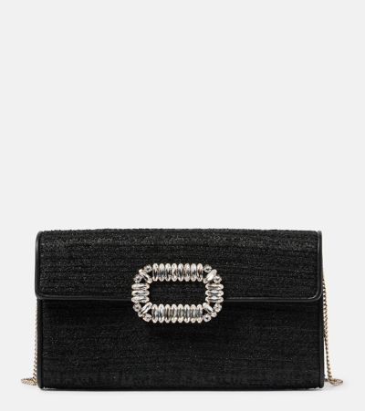 Roger Vivier Bouquet Mini Tweed Clutch In Black