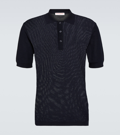 Orlebar Brown Maranon Waffle-knit Cotton Polo Shirt In Black