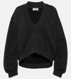Attico Oversized Sweatshirt With Deep V-neck In Gradient Black In Black