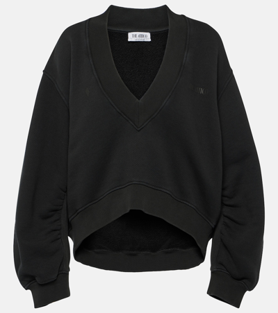 Attico Oversized Sweatshirt With Deep V-neck In Gradient Black