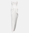ALEX PERRY SATIN CRÊPE DRAPED BUSTIER GOWN