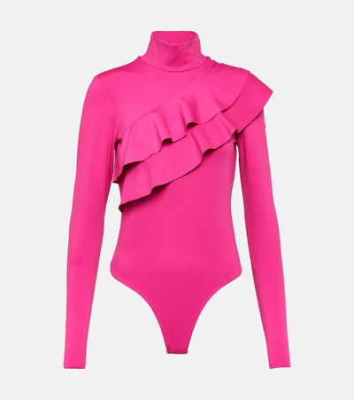 Goldbergh Allegro Ruffled Mockneck Ski Top In Pink