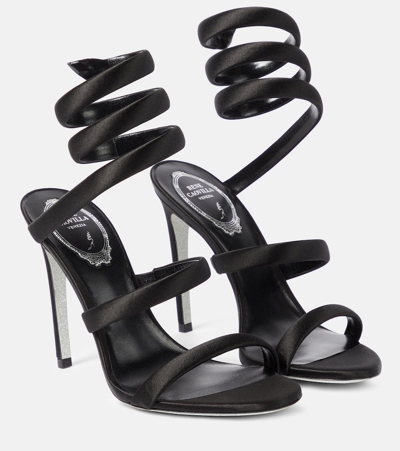 René Caovilla Margot Embellished Satin Sandals In Black