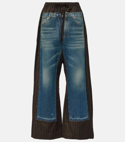 Jean Paul Gaultier Oversized Trousers With Denim Detail In Blue And Brown