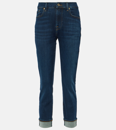 7 For All Mankind Womens Duchess The Ankle Skinny Cotton-blend Denim Jeans In Blue