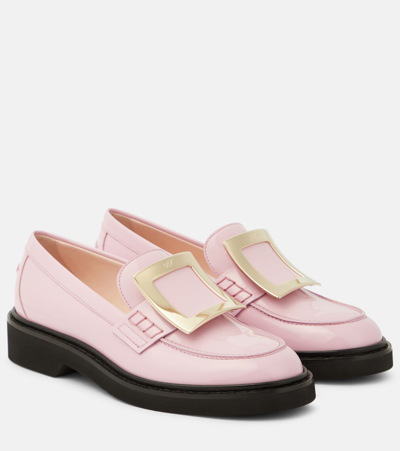 Roger Vivier Viv' Rangers Patent Leather Loafers In Pink