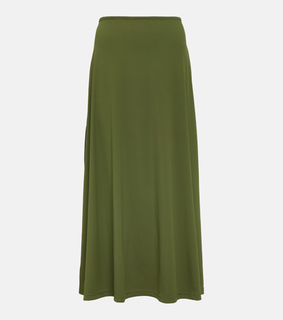 Johanna Ortiz Kikoi Ribbed Jersey Midi Skirt In Leaf Green