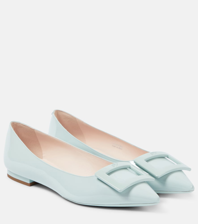 Roger Vivier Gommettine Patent Leather Ballet Flats In Blue