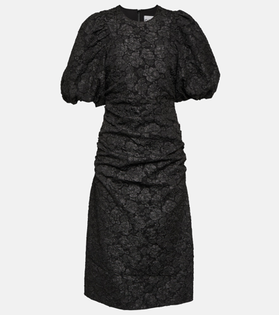 Ganni Jacquard Midi Dress In Black