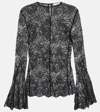 Frame Lace Flutter Sleeve Top In Black