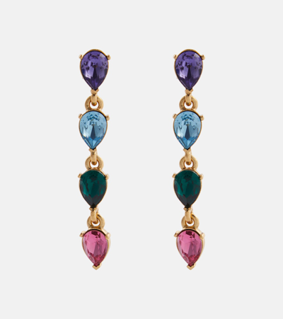 Oscar De La Renta Crystal Tooth Drop Earrings In Amethyst Multi