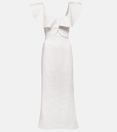 Johanna Ortiz Linen Midi Skirt In White