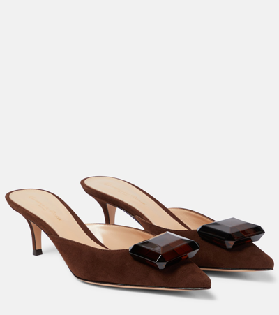 Gianvito Rossi Jaipur Suede Mules In Brown