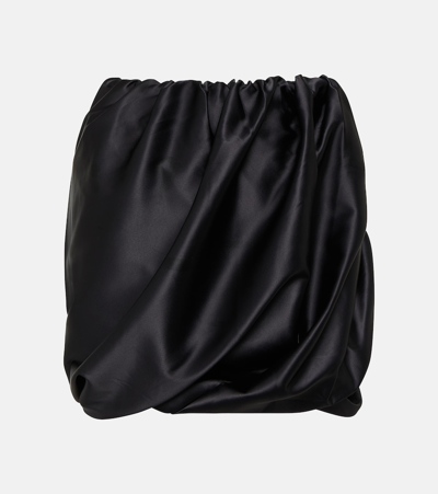 Ganni Satin Balloon Mini Skirt In Black