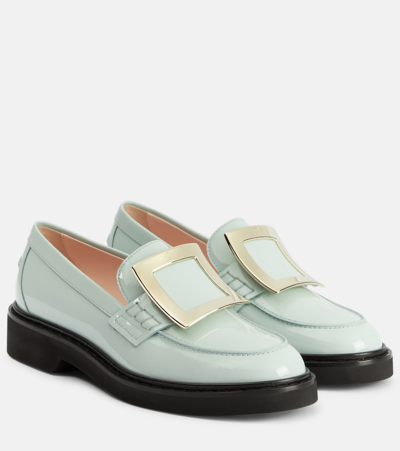 Roger Vivier Viv' Rangers Patent Leather Loafers In Blue