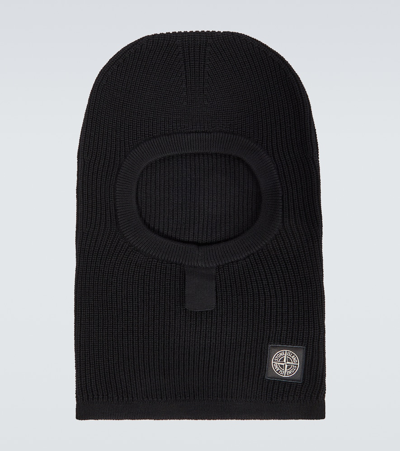 Stone Island Black Balaclava In Virgin Wool Men