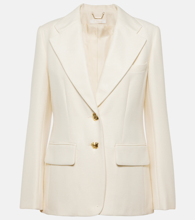 Chloé Button-embellished Silk And Wool-blend Blazer In 103-coconut Milk