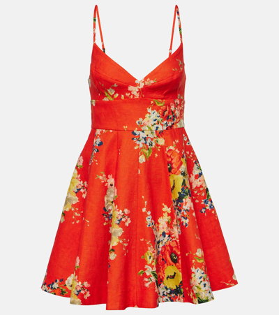 ZIMMERMANN ALIGHT FLORAL LINEN MINIDRESS