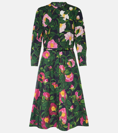Oscar De La Renta Floral Cotton-blend Shirt Dress In Multicoloured