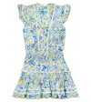 Poupette St Barth Anais Printed Ruffled Dress In Blue