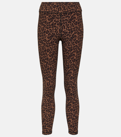 The Upside Biarritz Animal-print Mid-rise Leggings In Brown