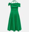 OSCAR DE LA RENTA OFF-SHOULDER SILK MIDI DRESS