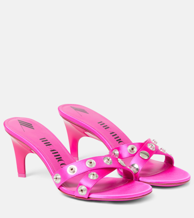 Attico Cosmo 60 Studded Satin Sandals In Pink