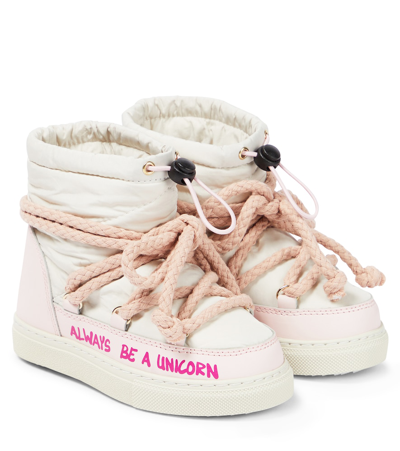 Inuikii Kids' Puffer Printed Leather-trimmed Snow Boots In Pink