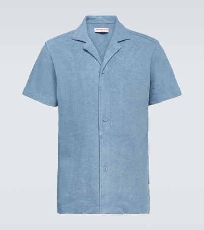 Orlebar Brown Howell Cotton-terry Shirt In Blue