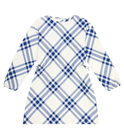 Burberry Kids' 格纹棉质连衣裙 In White