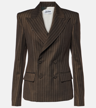 JEAN PAUL GAULTIER TATTOO PINSTRIPE WOOL-BLEND BLAZER