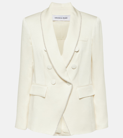 Veronica Beard Jagger Dickey Crystal-embellished Satin-crepe Blazer In White