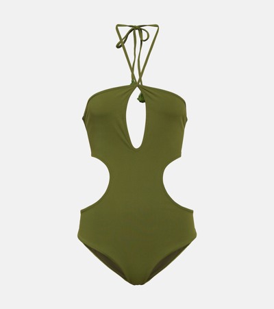 Johanna Ortiz + Net Sustain Mawingu Cutout Ribbed Swimsuit In Green