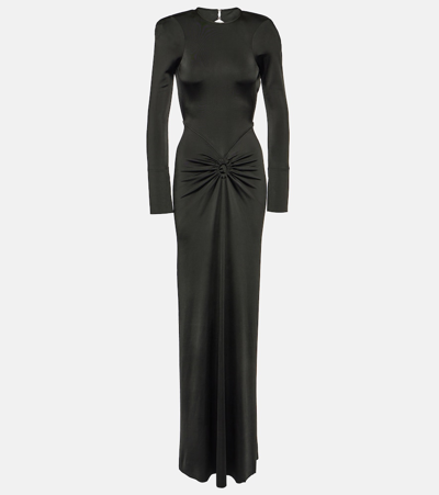 Victoria Beckham Gathered Jersey Maxi Dress In Black