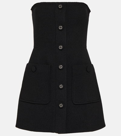 Gucci Strapless Wool-blend Minidress In Black